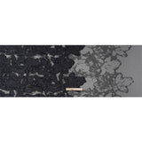 Metallic Gunmetal and Black Floral Silhouettes Border Luxury Burnout Brocade