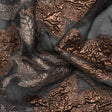 Metallic Copper and Silver Floral Silhouettes Border Luxury Burnout Brocade