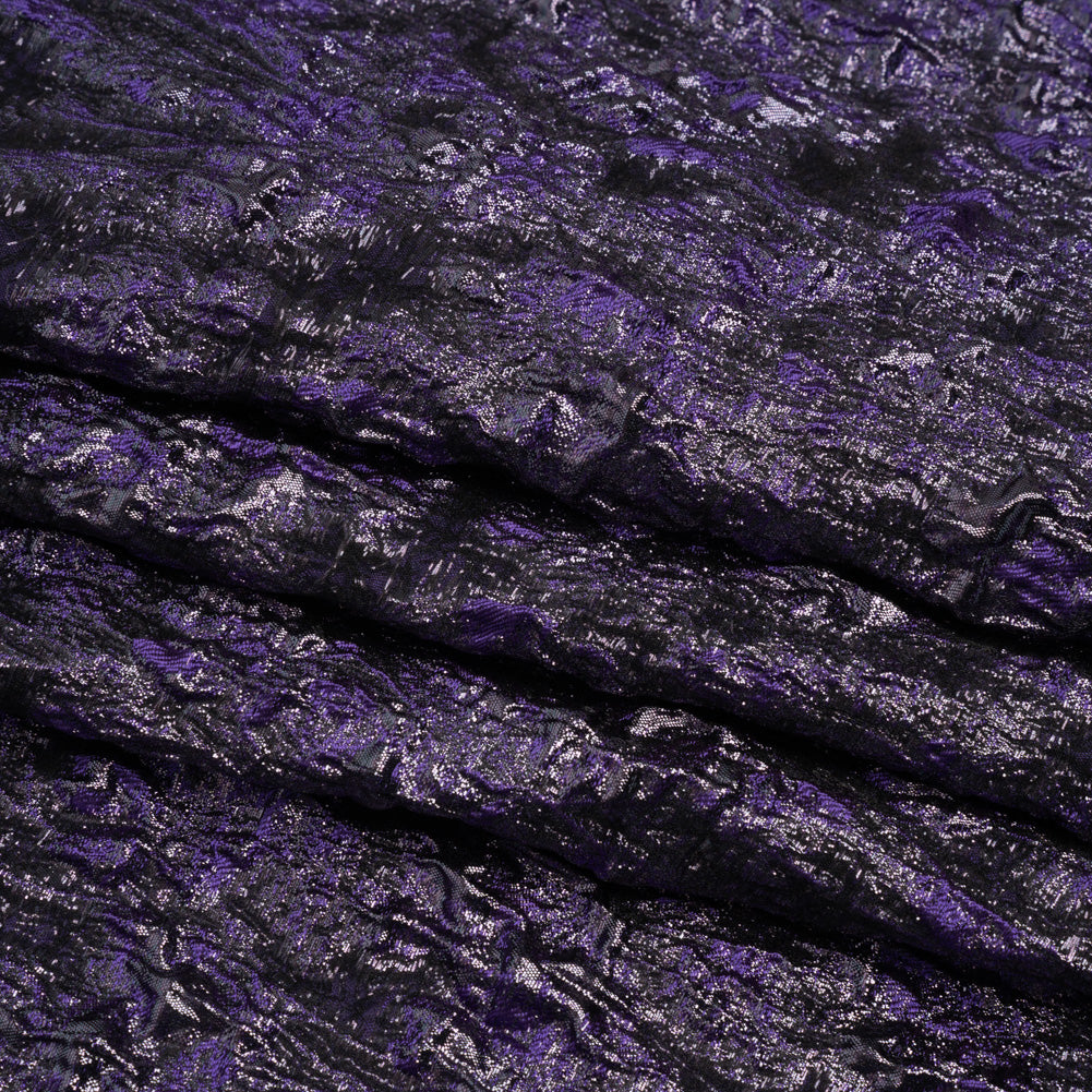 Metallic Purple and Black Abstract Luxury Brocade
