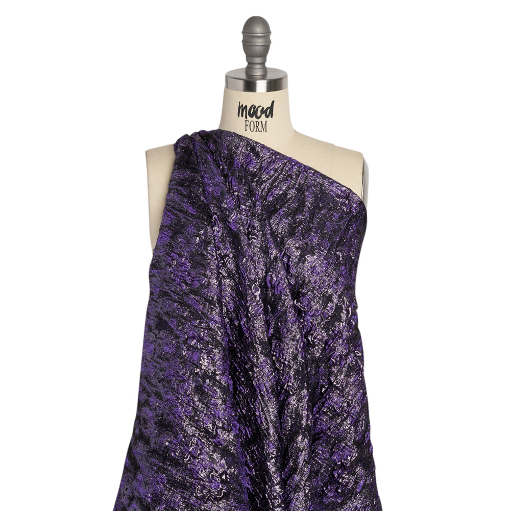 Metallic Purple and Black Abstract Luxury Brocade