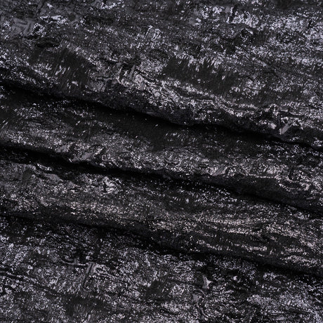 Metallic Gunmetal and Black Abstract Luxury Brocade