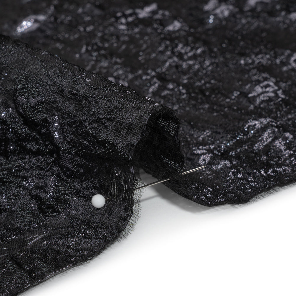 Metallic Gunmetal and Black Abstract Luxury Brocade