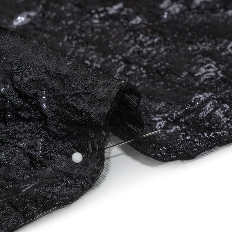 Metallic Gunmetal and Black Abstract Luxury Brocade