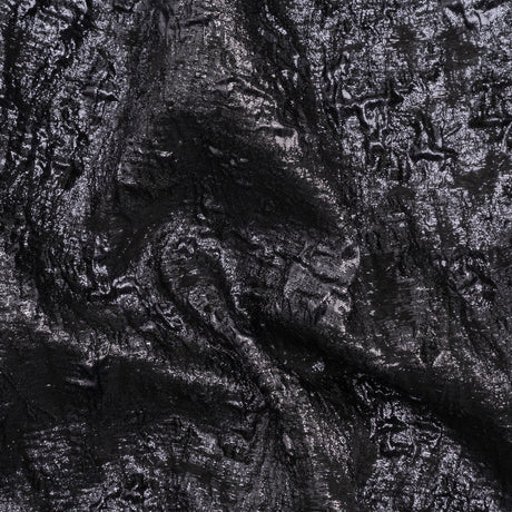 Metallic Gunmetal and Black Abstract Luxury Brocade