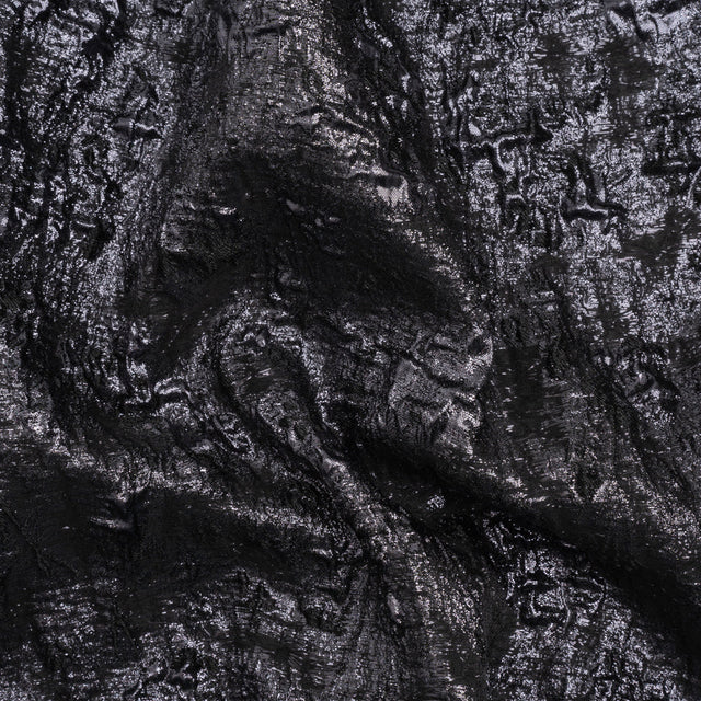 Metallic Gunmetal and Black Abstract Luxury Brocade