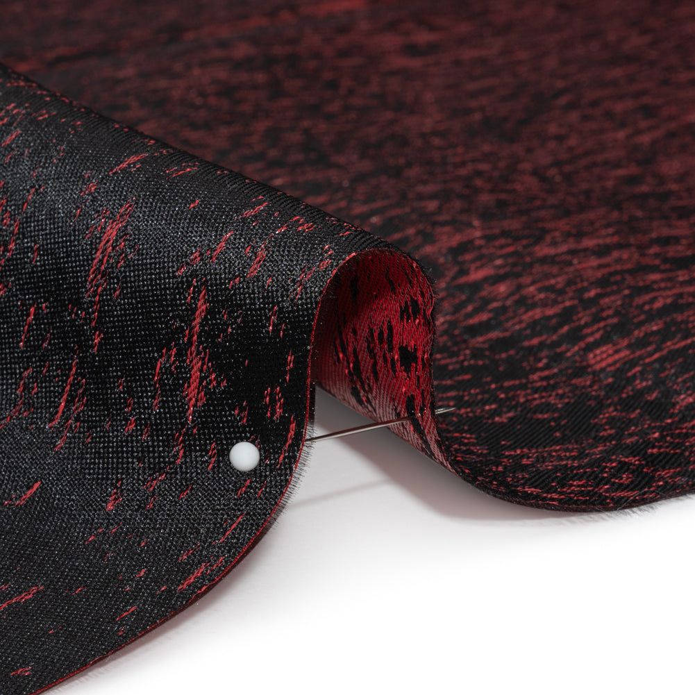 Black and Metallic Red Striated Luxury Brocade