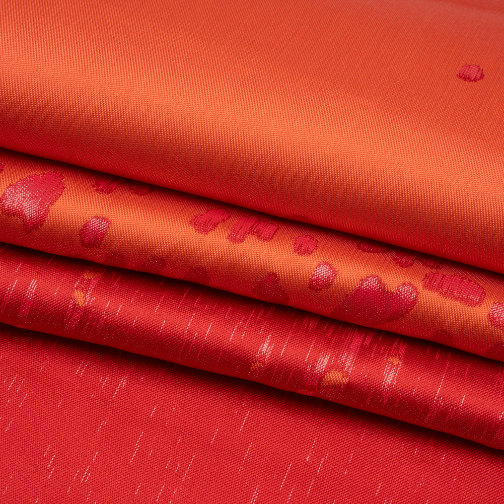 Metallic Red and Orange Spotted Gradient Luxury Brocade