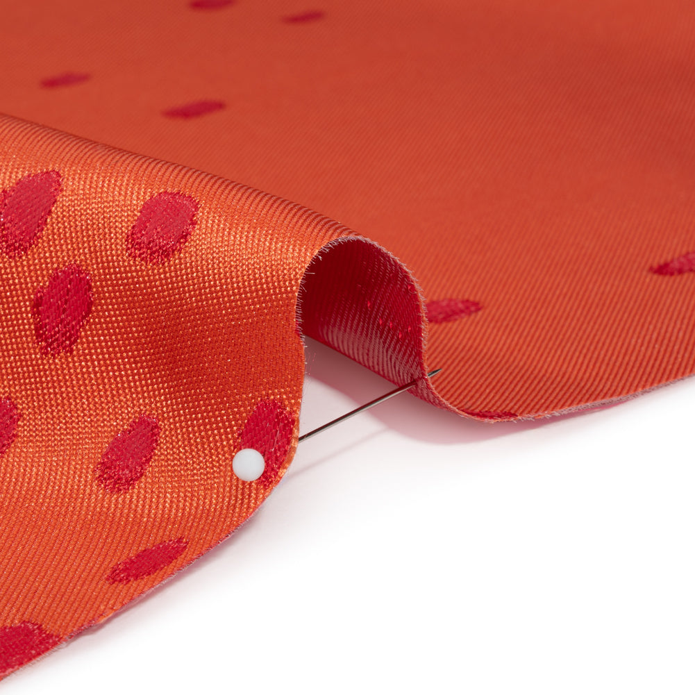 Metallic Red and Orange Spotted Gradient Luxury Brocade