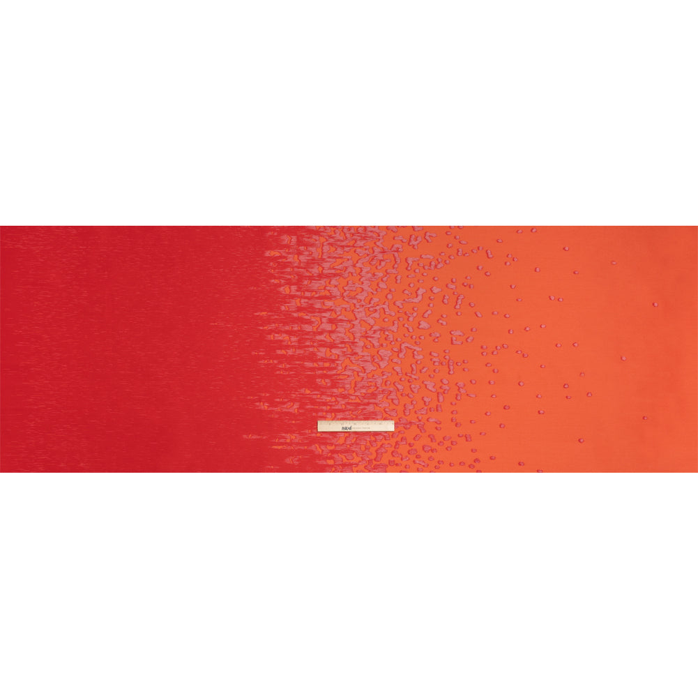 Metallic Red and Orange Spotted Gradient Luxury Brocade