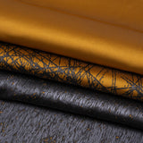Metallic Black and Dark Gold Crosshatched Gradient Luxury Brocade