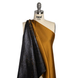 Metallic Black and Dark Gold Crosshatched Gradient Luxury Brocade