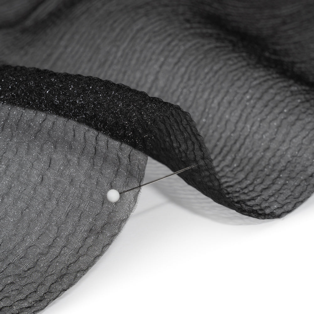 Black Bubbly Crinkled Organza Brocade