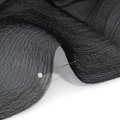 Shimmering Black Bubbly Crinkled Organza Brocade