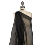 Shimmering Black Bubbly Crinkled Organza Brocade