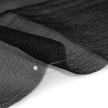 Black Iridescent Shimmer Bubbly Crinkled Organza Brocade