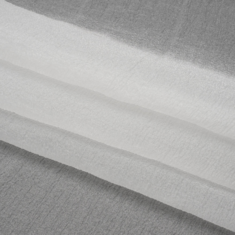 White Iridescent Shimmer Bubbly Crinkled Organza Brocade