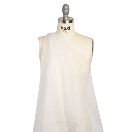White Iridescent Shimmer Bubbly Crinkled Organza Brocade
