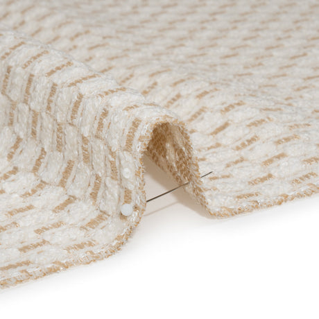 Pearl and White Luminous Checks Upholstery Boucle