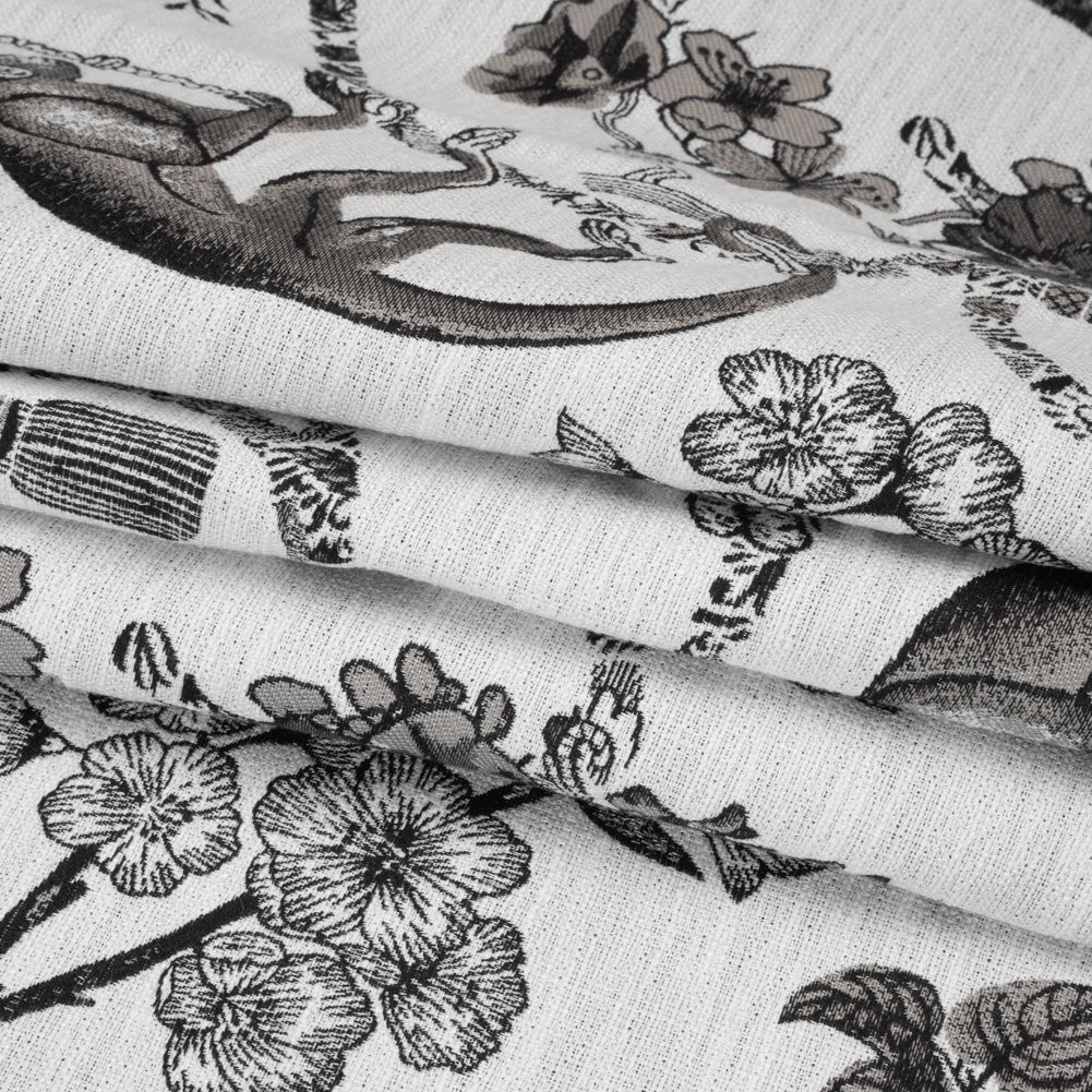 Black Diamond Exotic Pets and Flowers Upholstery Jacquard