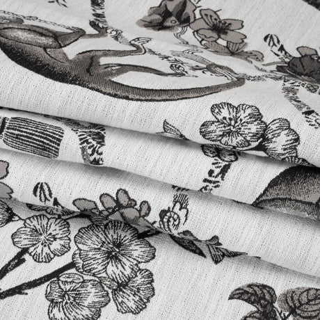 Black Diamond Exotic Pets and Flowers Upholstery Jacquard