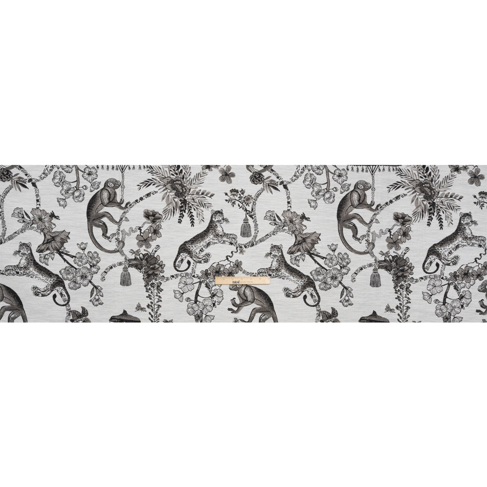 Black Diamond Exotic Pets and Flowers Upholstery Jacquard