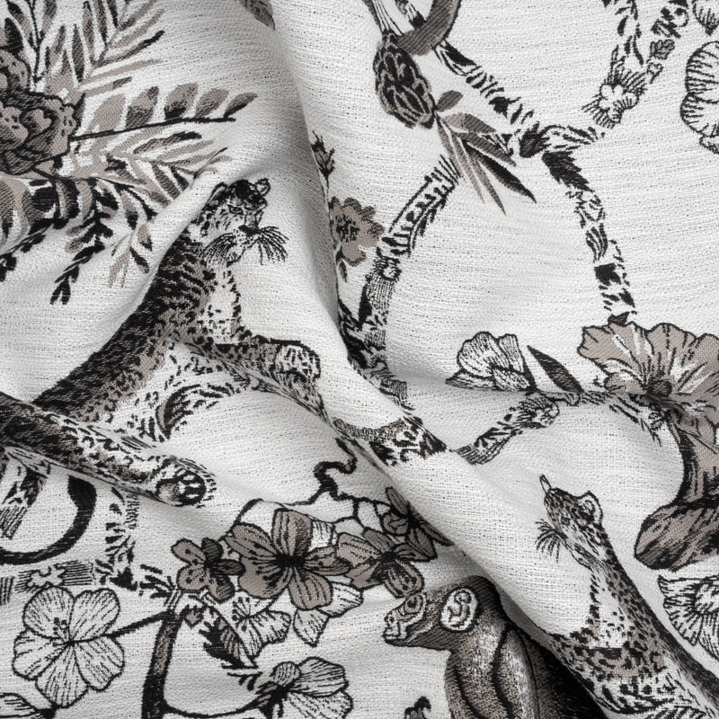 Black Diamond Exotic Pets and Flowers Upholstery Jacquard