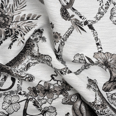 Black Diamond Exotic Pets and Flowers Upholstery Jacquard