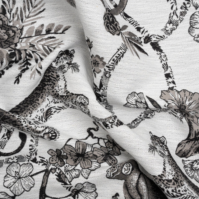 Black Diamond Exotic Pets and Flowers Upholstery Jacquard
