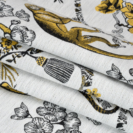 Yellow Topaz Exotic Pets and Flowers Upholstery Jacquard