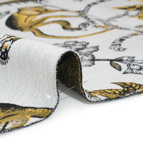 Yellow Topaz Exotic Pets and Flowers Upholstery Jacquard
