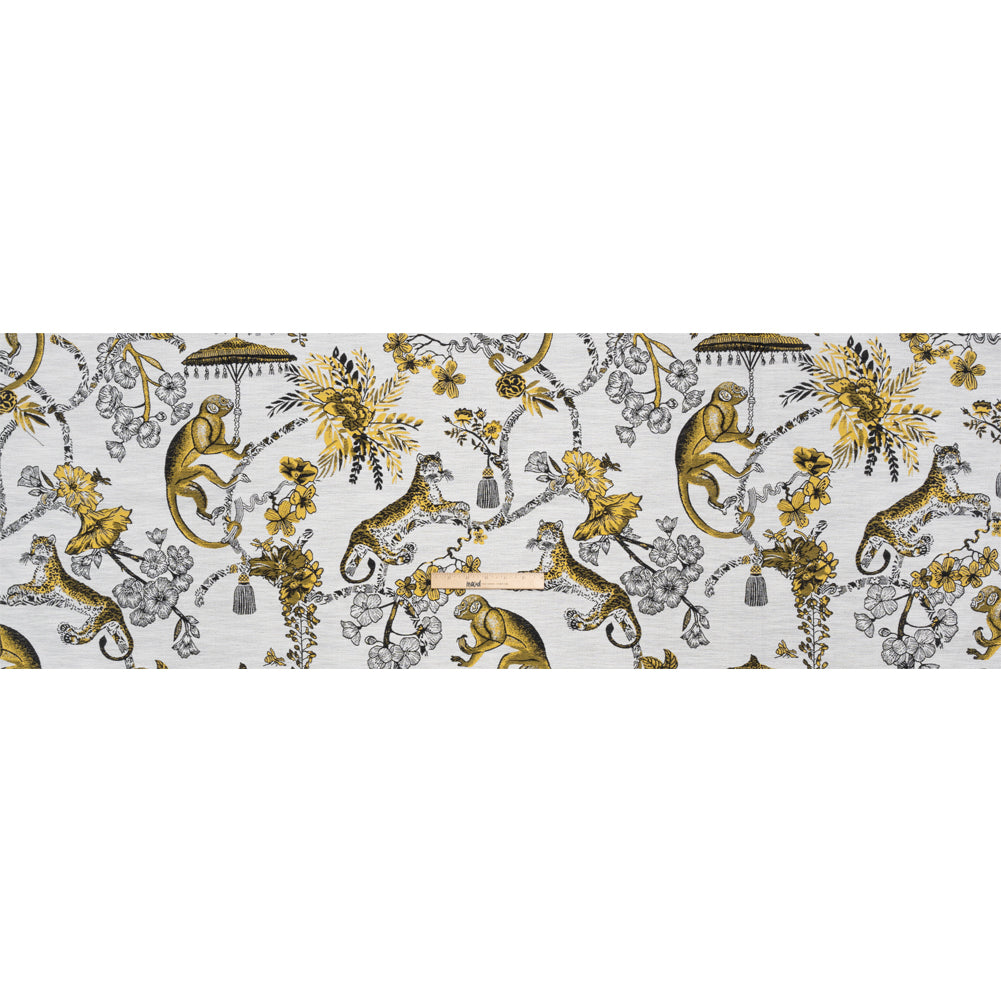 Yellow Topaz Exotic Pets and Flowers Upholstery Jacquard