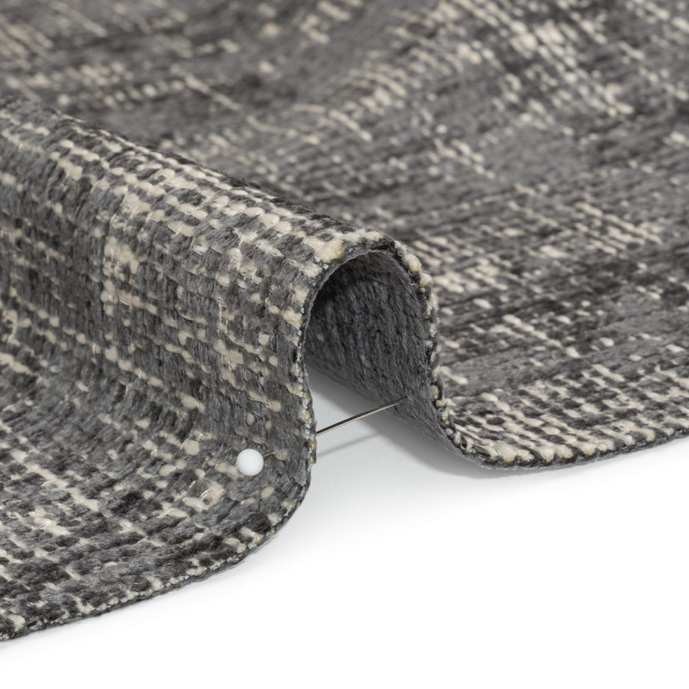 Graphite Distressed Look Chenille Upholstery Woven