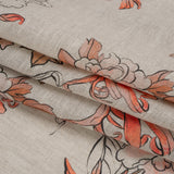 Oatmeal and Coral Fading Bouquet Medium Weight Linen Woven
