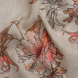 Oatmeal and Coral Fading Bouquet Medium Weight Linen Woven