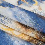 Blue and Gold Suns and Stars Medium Weight Linen Woven