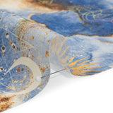 Blue and Gold Suns and Stars Medium Weight Linen Woven