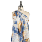 Blue and Gold Suns and Stars Medium Weight Linen Woven