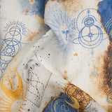 Blue and Gold Suns and Stars Medium Weight Linen Woven