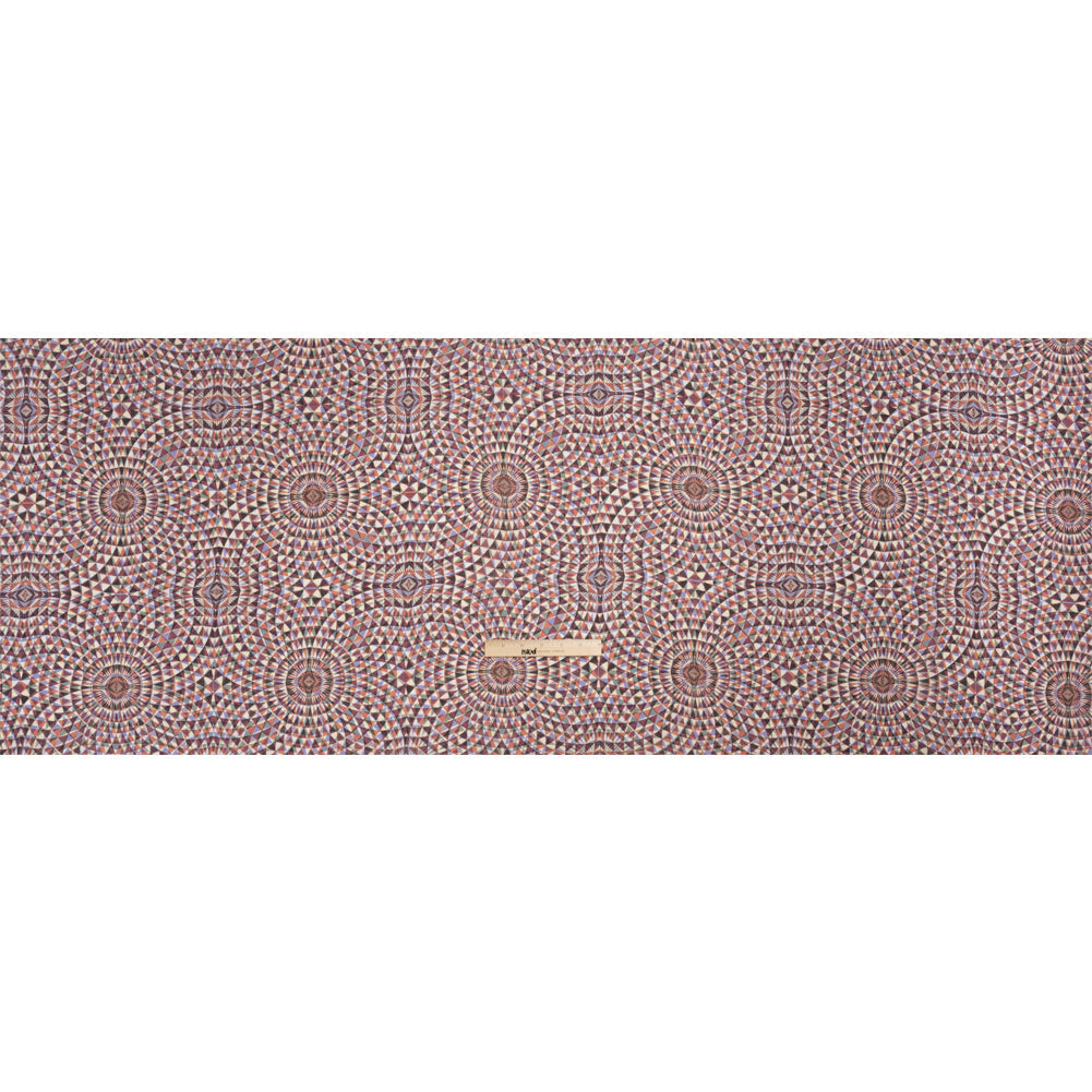 Plum, Forest and Orange Mind Bending Medallions Medium Weight Linen Woven