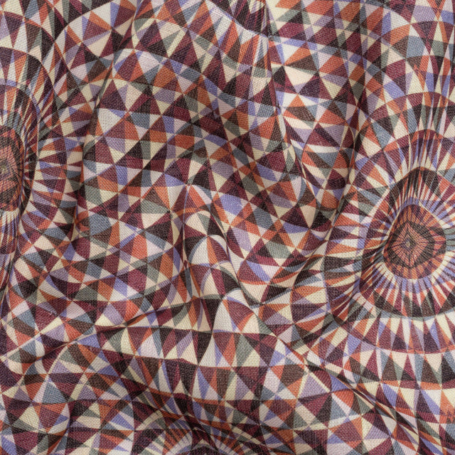 Plum, Forest and Orange Mind Bending Medallions Medium Weight Linen Woven