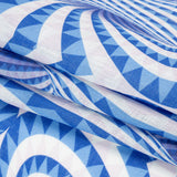 Blue, White and Palest Pink Spiralling Tunnels Medium Weight Linen Woven