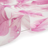 Pink and White Leaves Medium Weight Linen Woven