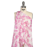 Pink and White Leaves Medium Weight Linen Woven