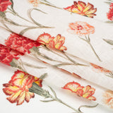Red and Yellow Elegant Cut Flowers Medium Weight Linen Woven