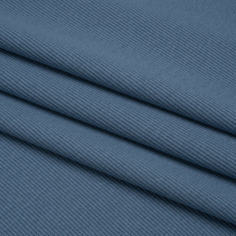 Stretch Cotton 2x2 Rib Knit - Country Blue - Deadstock