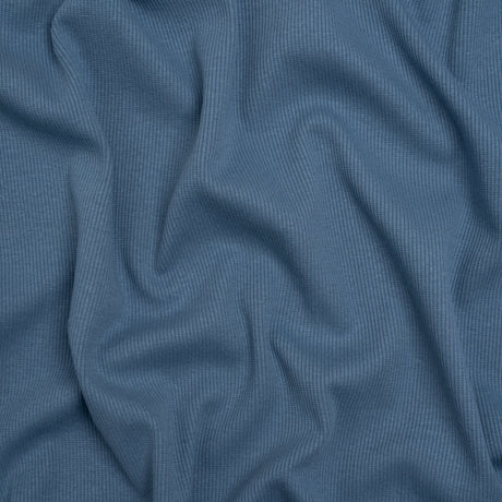Stretch Cotton 2x2 Rib Knit - Country Blue - Deadstock