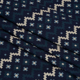 Stretch Modal and Cotton Jersey - Navy, Beige and Dark Teal Geometric Stripes - Deadstock