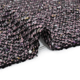 Light Pink, Black and Silver Metallic Fringe Acrylic Boucle Woven