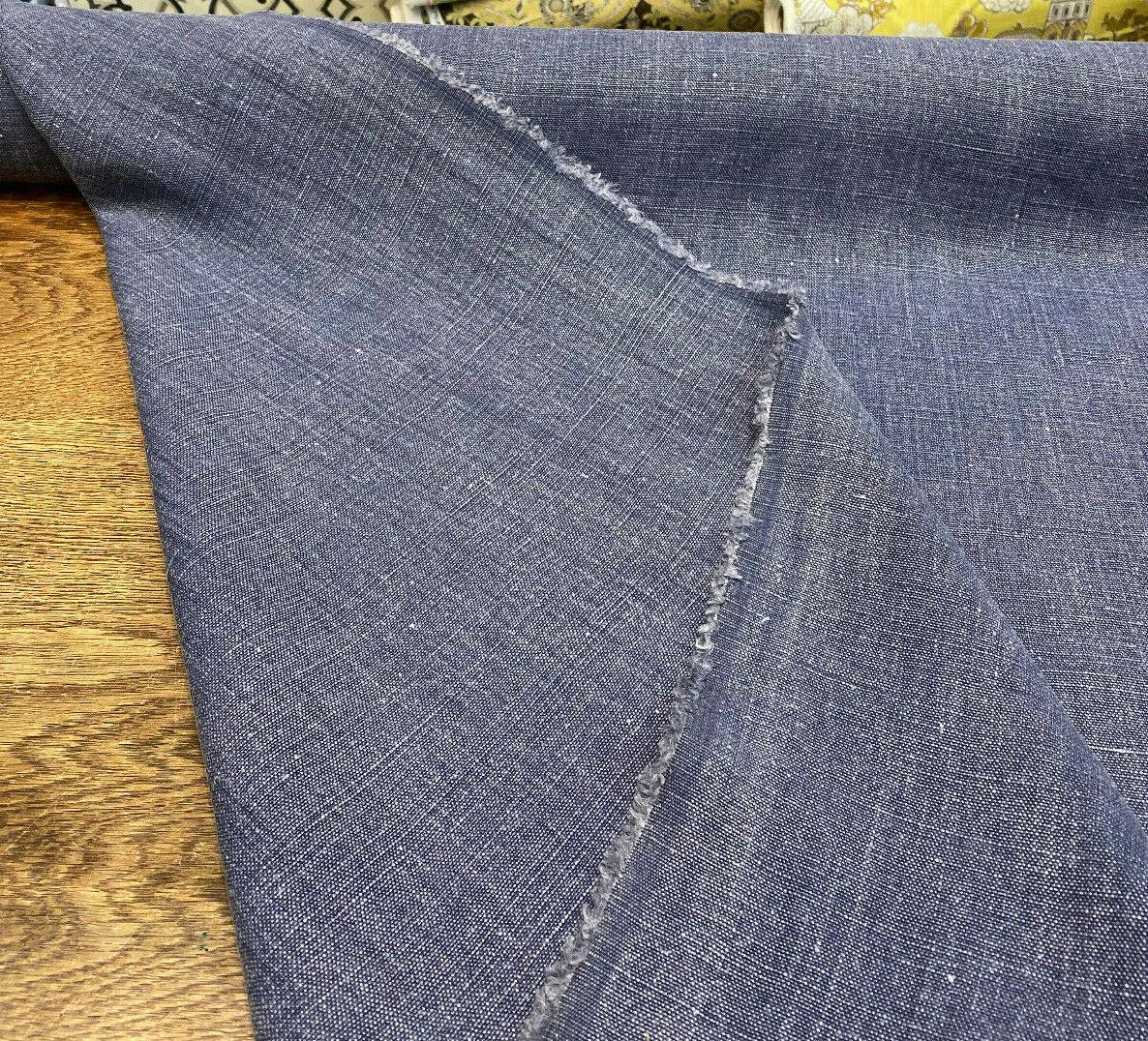 Highland Blue 100 Percent Belgian Linen Fabric - Blue, Woven, 54" Width (1 Yard)