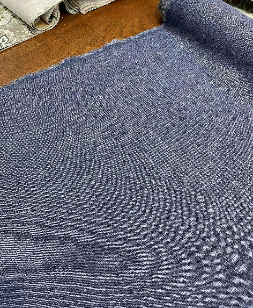 Highland Blue 100 Percent Belgian Linen Fabric - Blue, Woven, 54" Width (1 Yard)